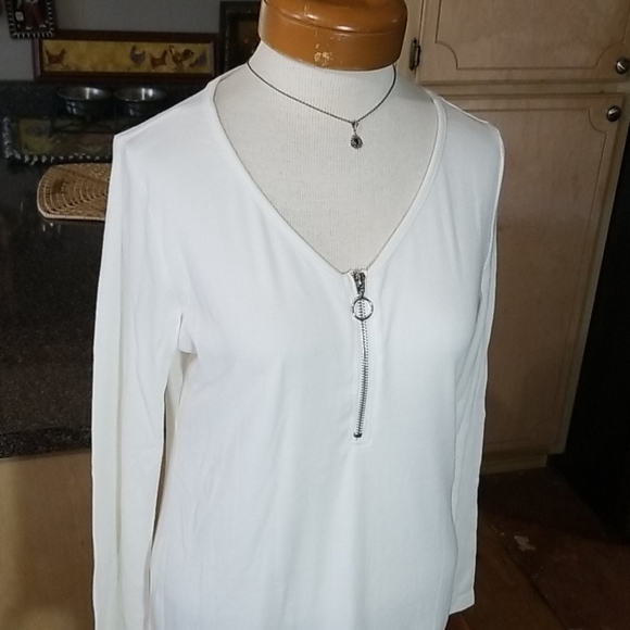 Cream Long Sleeve Dress Off White Color - Picture 2 of 6